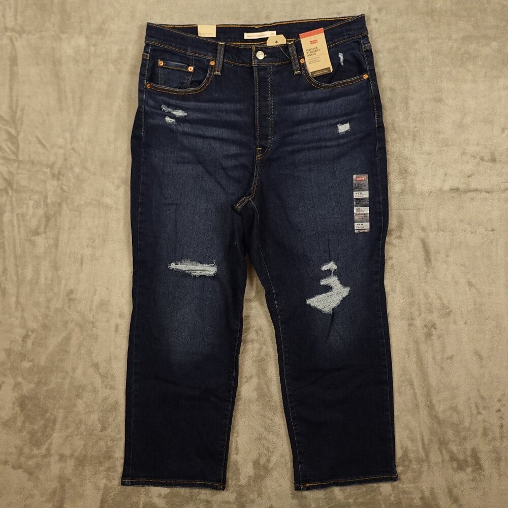 NWT Levi's jeans Ribcage Straight Ankle women's 16W blue denim button fly